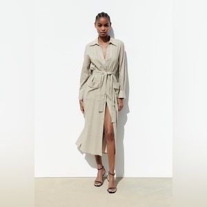 Zara Linen Button Dress MIDI
